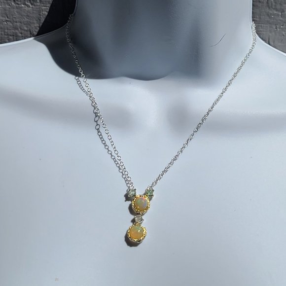 Opal & Tourmaline drop sterling necklace